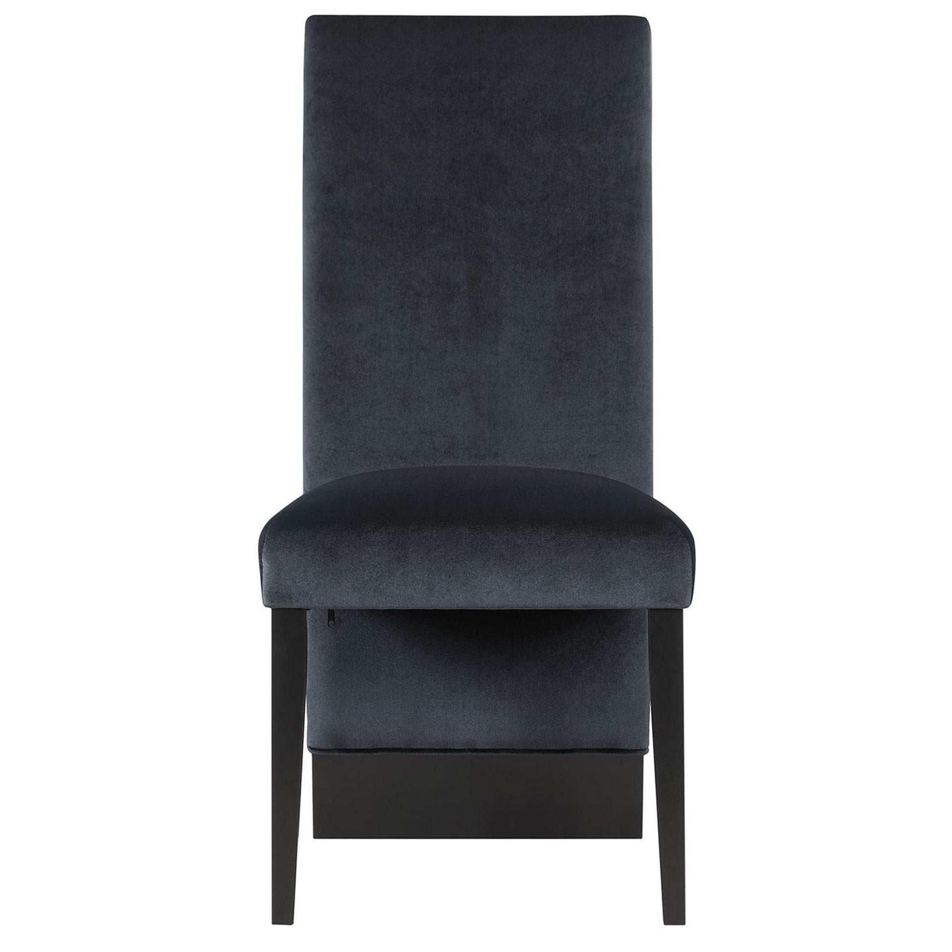 Set of Two Black Upholstered Velvet Dining Side Chairs - Loft&Timber