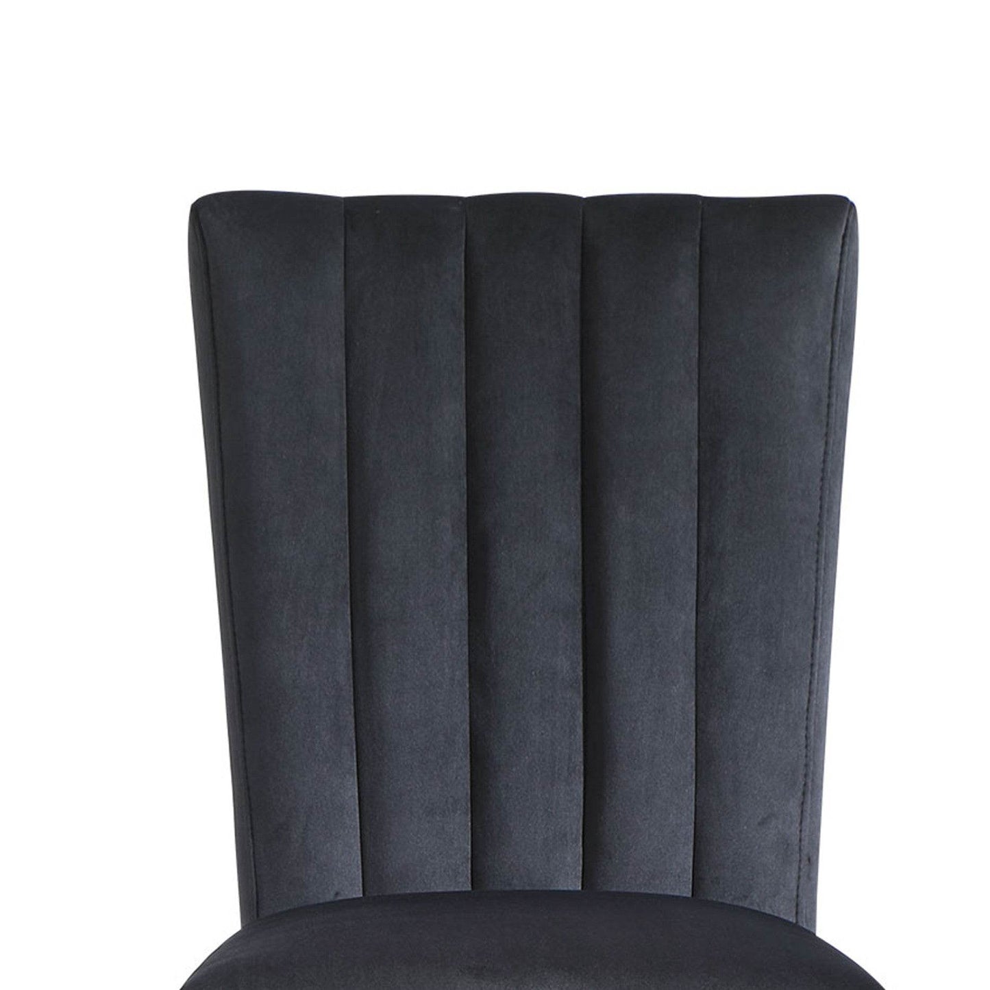 Set of Two Black Upholstered Velvet Dining Side Chairs - Loft&Timber