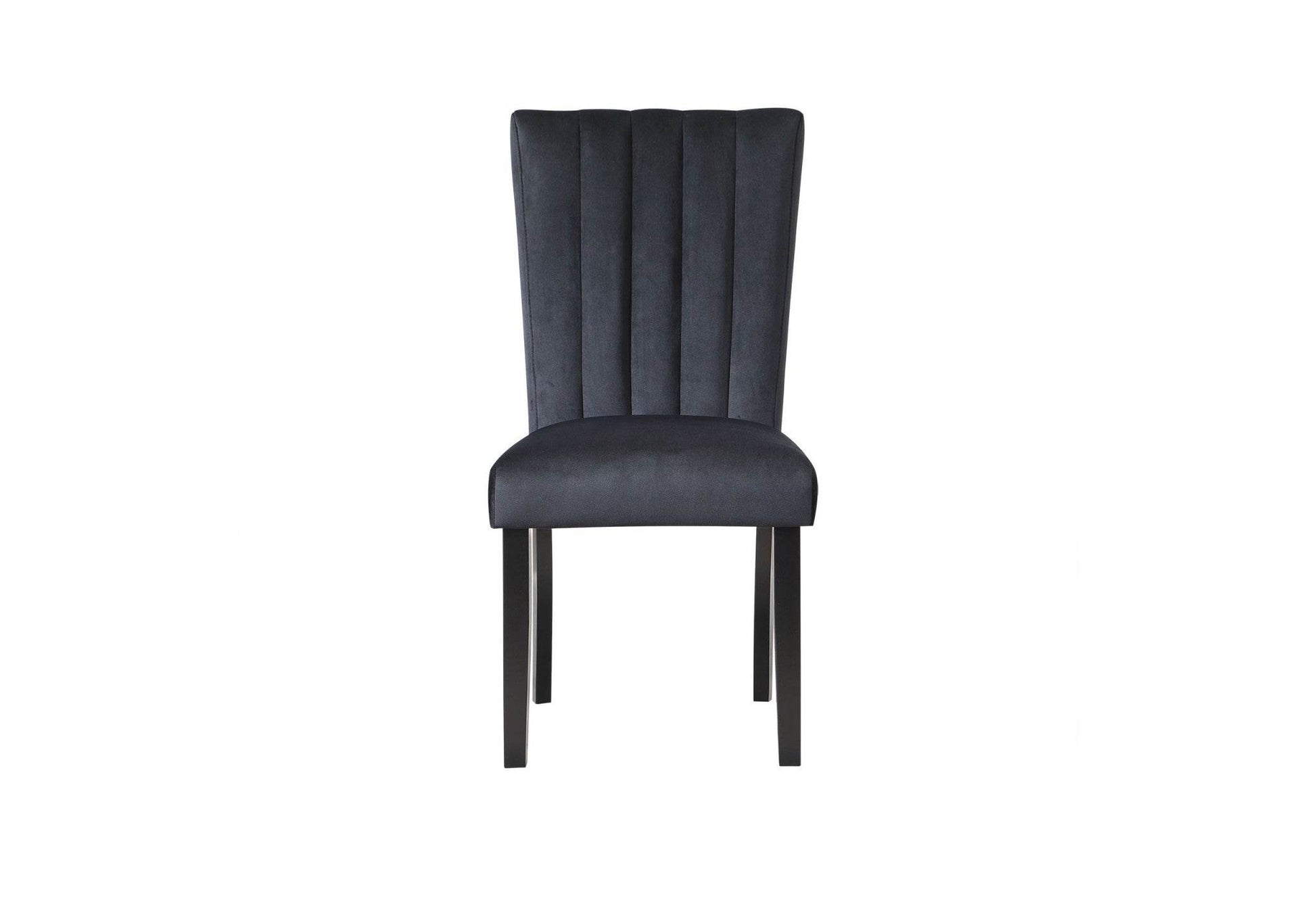 Set of Two Black Upholstered Velvet Dining Side Chairs - Loft&Timber