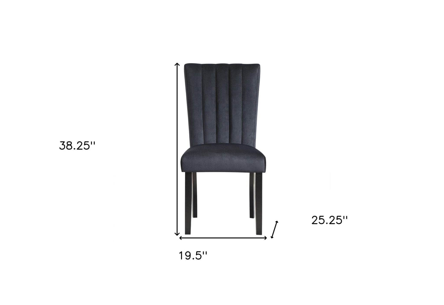 Set of Two Black Upholstered Velvet Dining Side Chairs - Loft&Timber