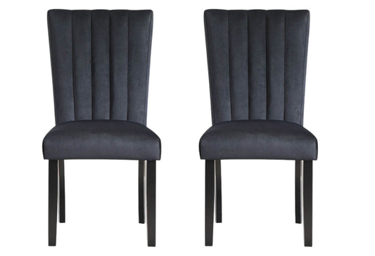 Set of Two Black Upholstered Velvet Dining Side Chairs - Loft&Timber