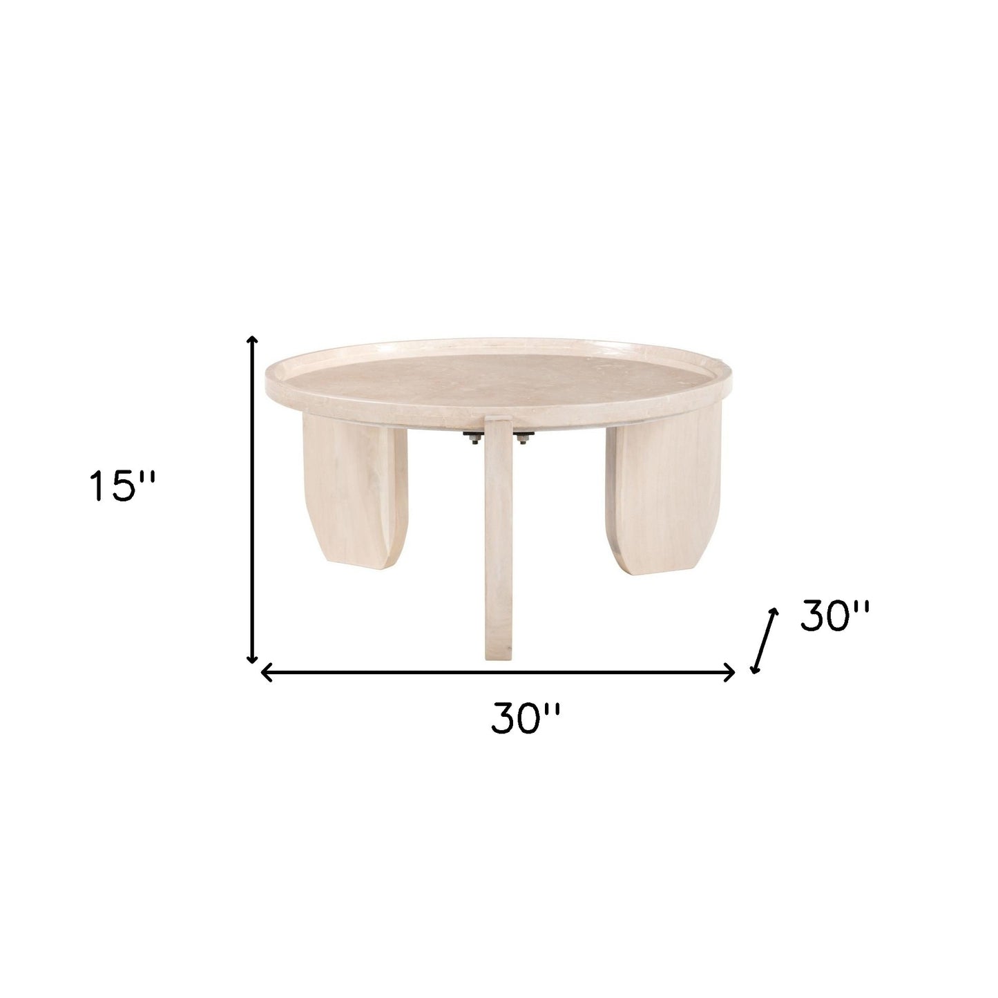 30" Natural Genuine Marble and Marble Round Coffee Table - Loft&Timber