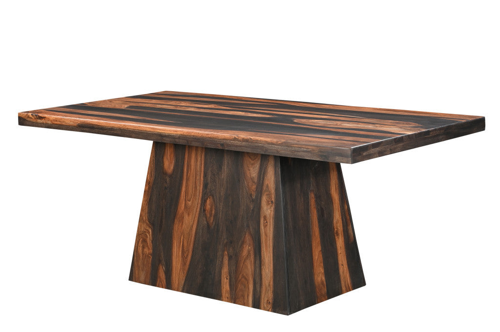75" Brown Solid Wood Pedestal Base Dining Table - Loft&Timber
