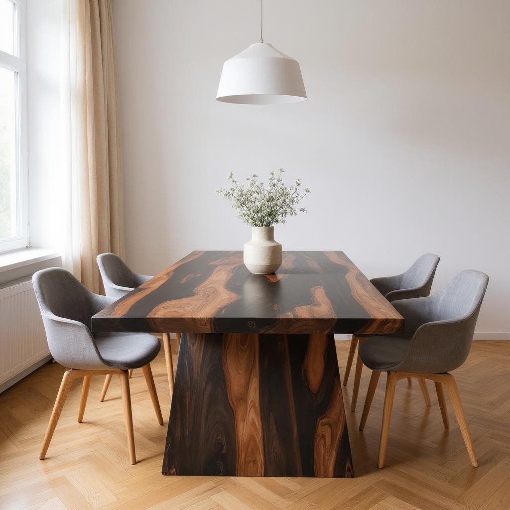 75" Brown Solid Wood Pedestal Base Dining Table - Loft&Timber