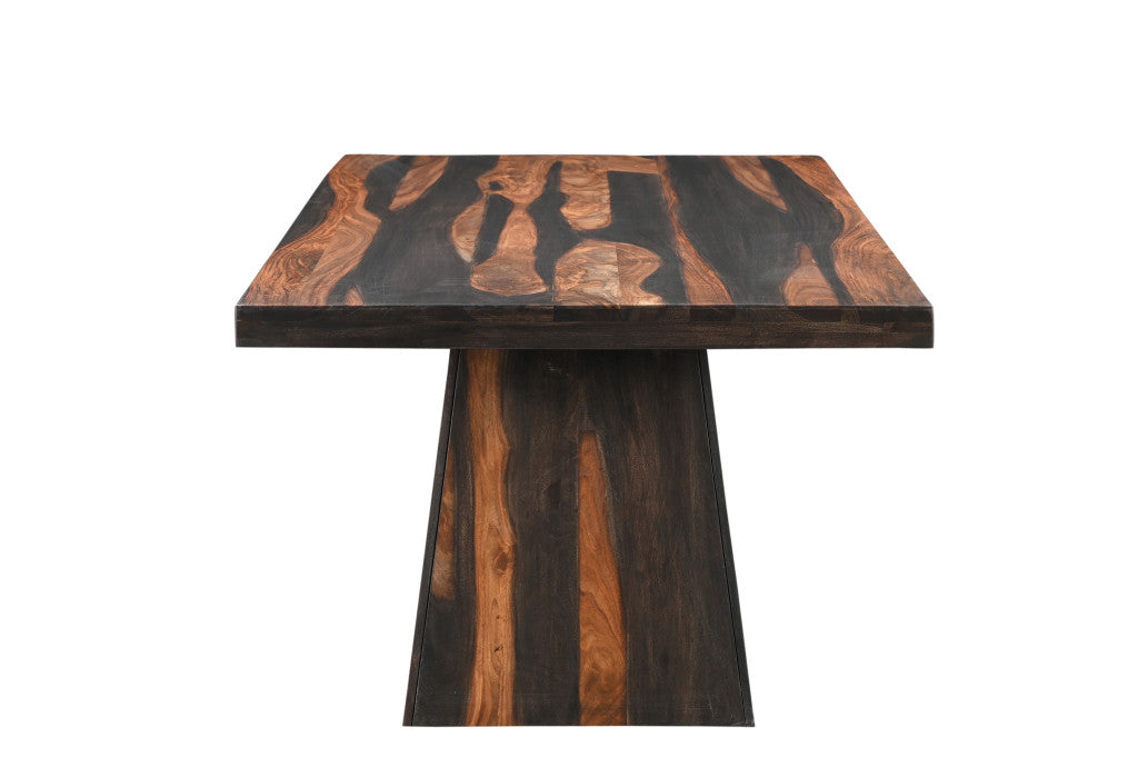 75" Brown Solid Wood Pedestal Base Dining Table - Loft&Timber