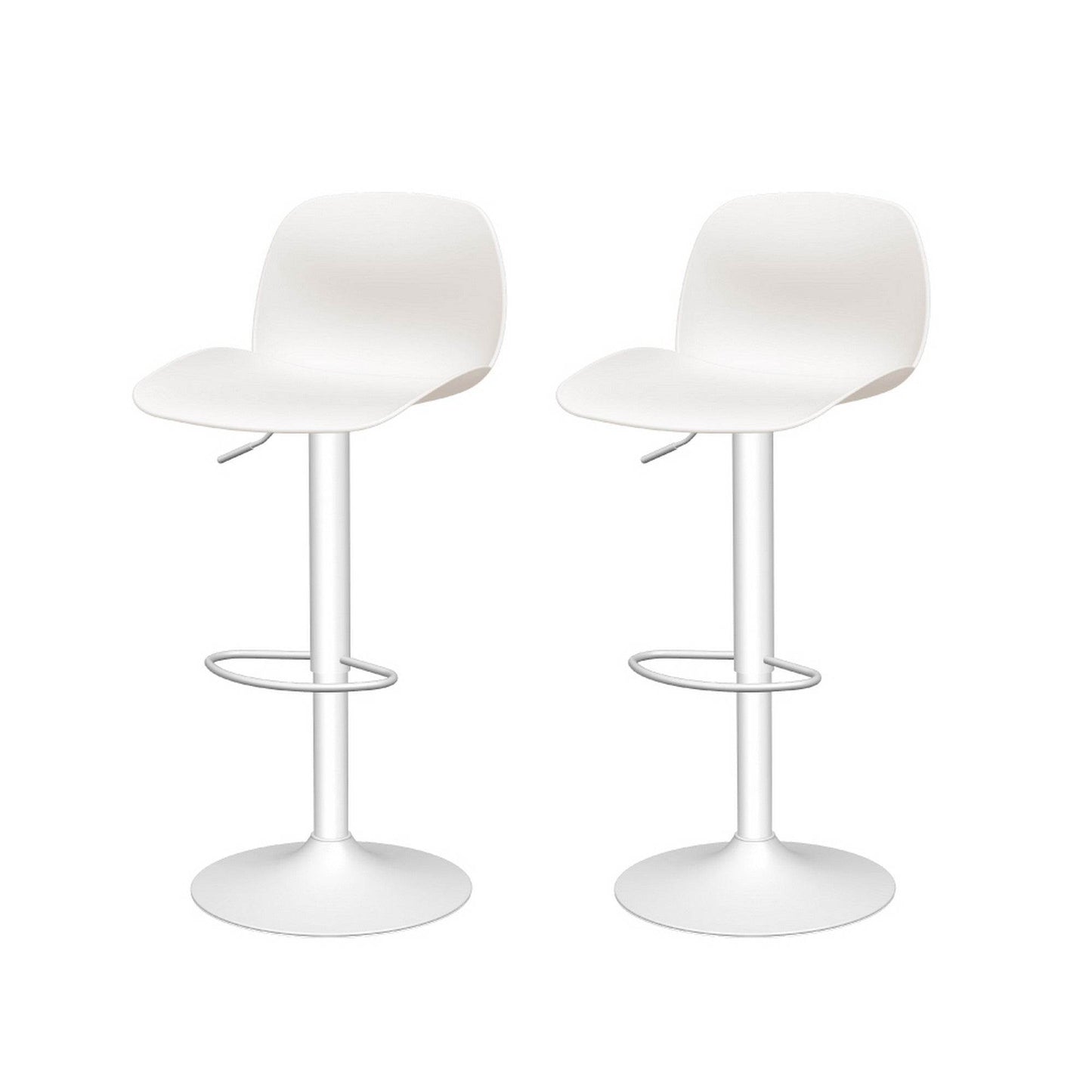 Set of Four White Heavy Duty Plastic and Metal Mid Back Adjustable Height Swivel Bar Chairs - Loft&Timber