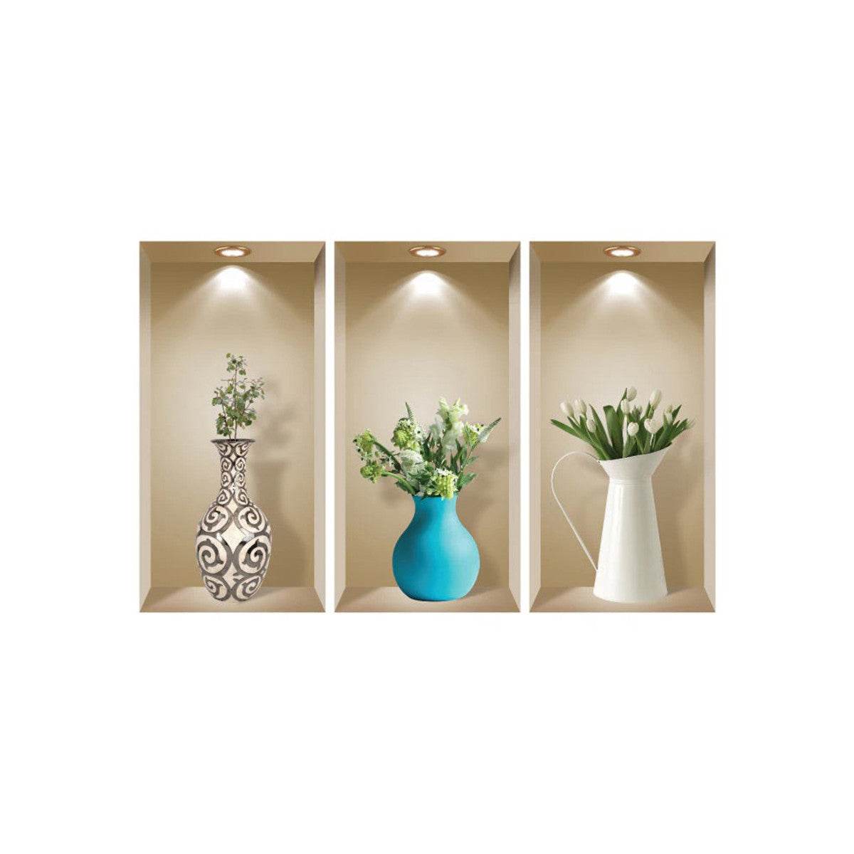 Set of Three Asa Faux Niche 3D Peel and Stick Wall Decals - Loft&Timber