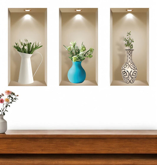 Set of Three Asa Faux Niche 3D Peel and Stick Wall Decals - Loft&Timber