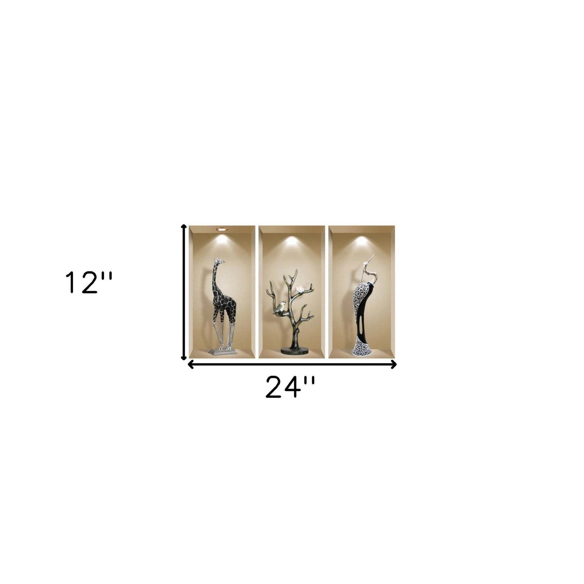 Set of Three Ama Faux Niche 3D Peel and Stick Wall Decals - Loft&Timber