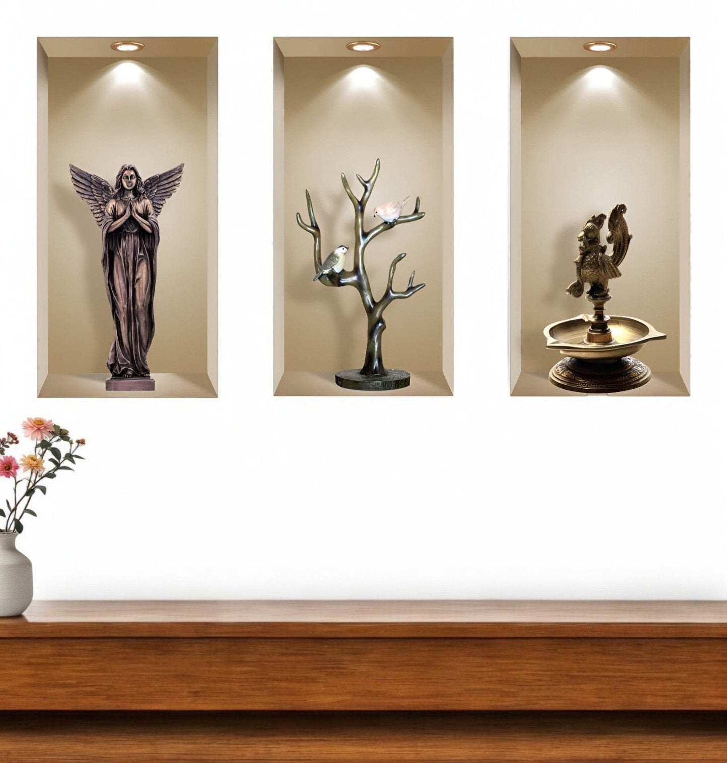 Set of Three Aca Faux Niche 3D Peel and Stick Wall Decals - Loft&Timber