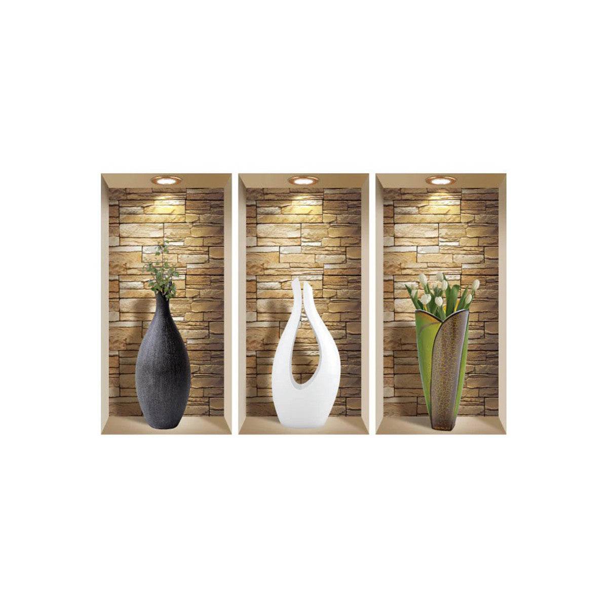 Set of Three Gin Faux Niche 3D Peel and Stick Wall Decals - Loft&Timber