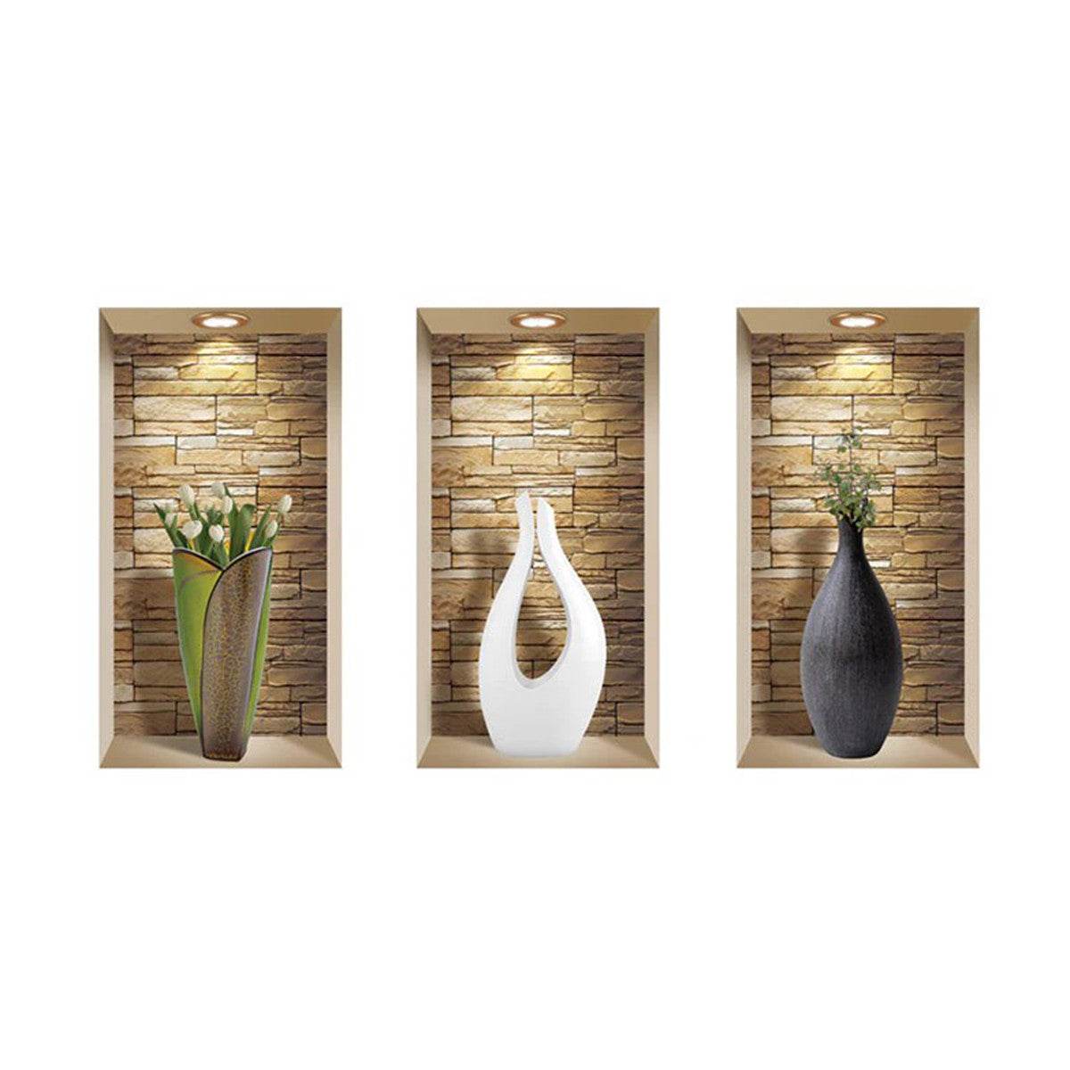 Set of Three Gin Faux Niche 3D Peel and Stick Wall Decals - Loft&Timber