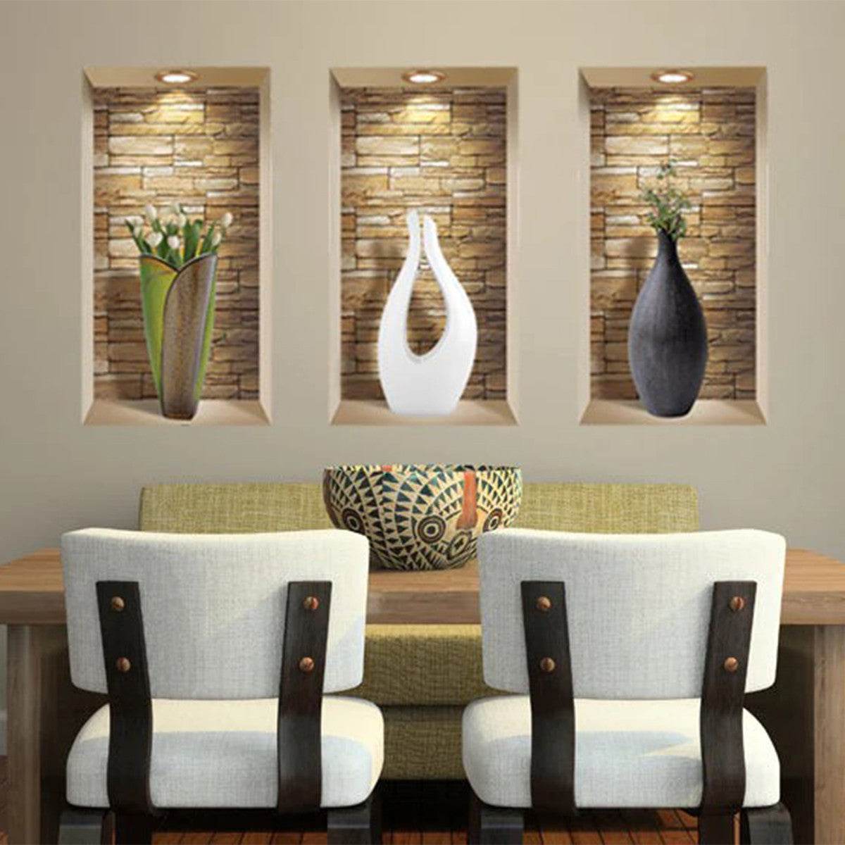 Set of Three Gin Faux Niche 3D Peel and Stick Wall Decals - Loft&Timber