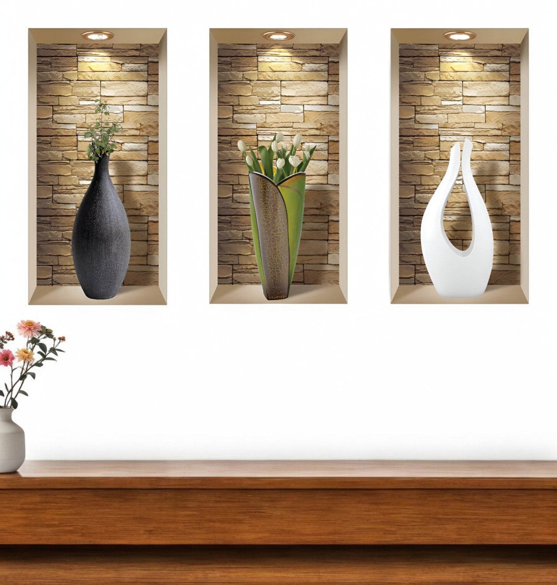 Set of Three Gus Faux Niche 3D Peel and Stick Wall Decals - Loft&Timber