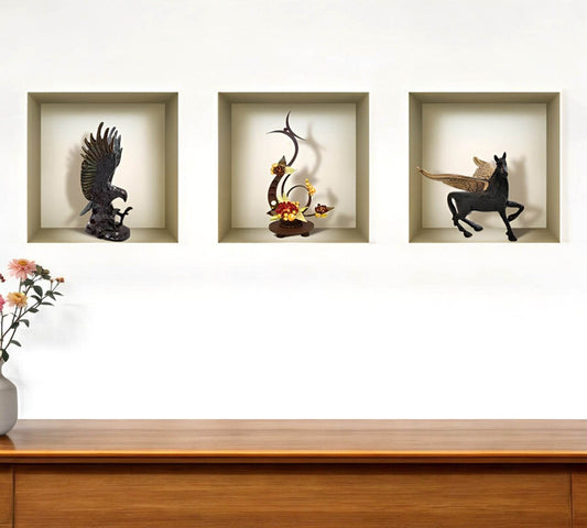 Set of Three Gil Faux Niche 3D Peel and Stick Wall Decals - Loft&Timber