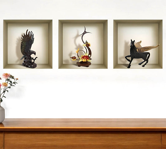 Set of Three Lia Faux Niche 3D Peel and Stick Wall Decals - Loft&Timber