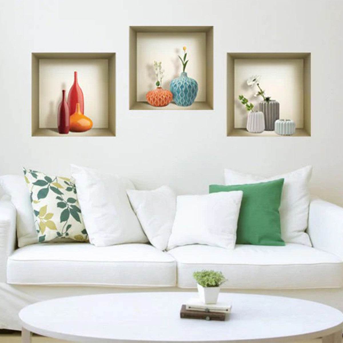 Set of Three Lin Faux Niche 3D Peel and Stick Wall Decals - Loft&Timber
