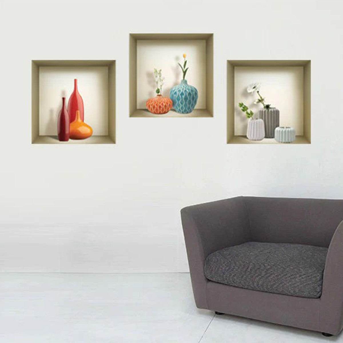Set of Three Lin Faux Niche 3D Peel and Stick Wall Decals - Loft&Timber