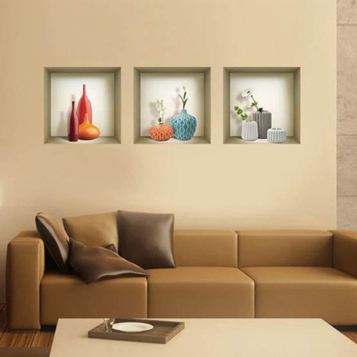 Set of Three Lin Faux Niche 3D Peel and Stick Wall Decals - Loft&Timber