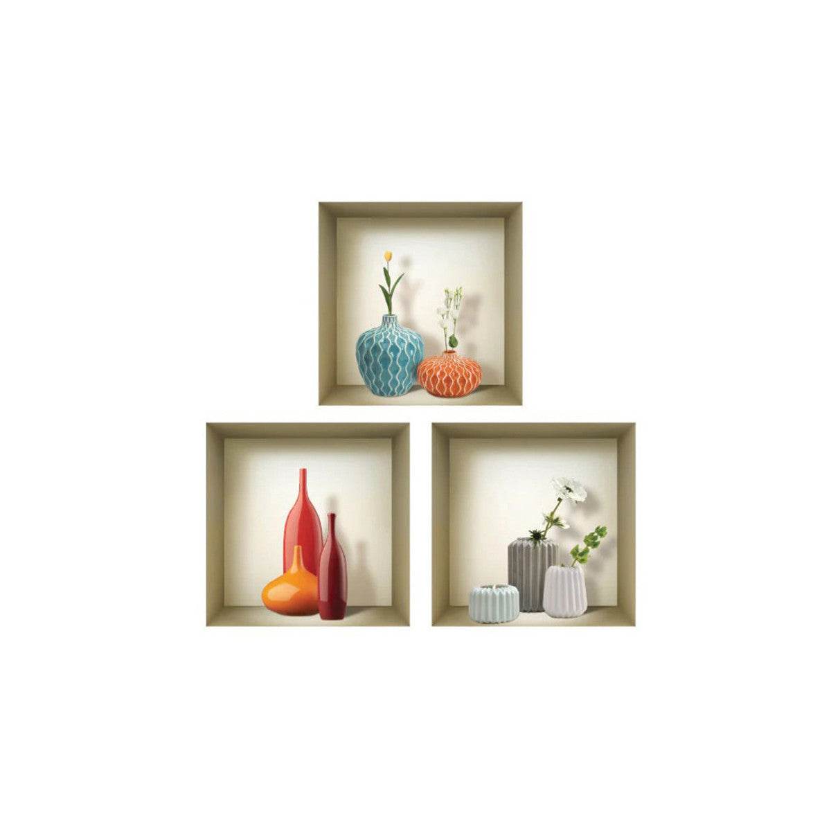 Set of Three Lin Faux Niche 3D Peel and Stick Wall Decals - Loft&Timber