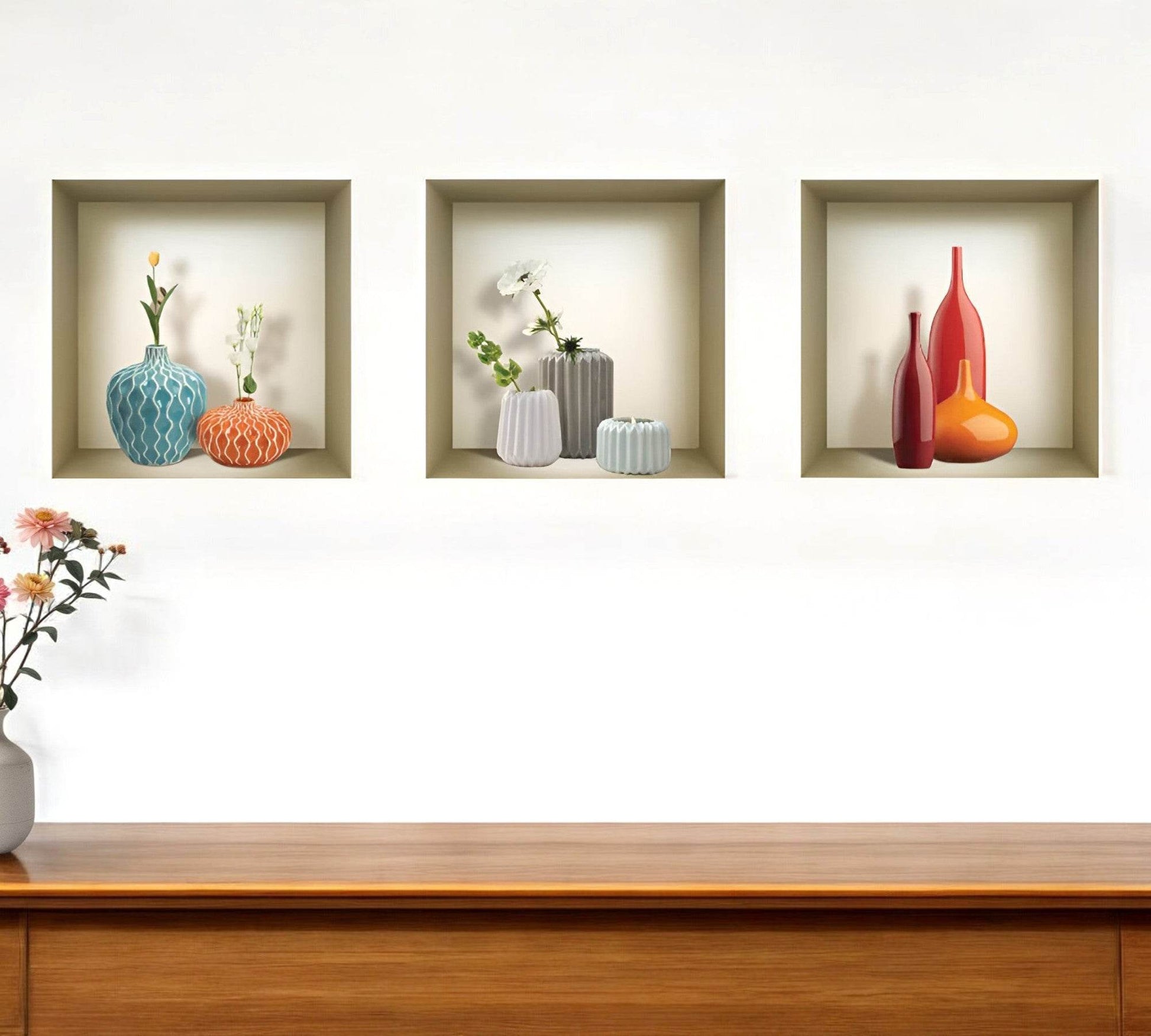 Set of Three Lin Faux Niche 3D Peel and Stick Wall Decals - Loft&Timber