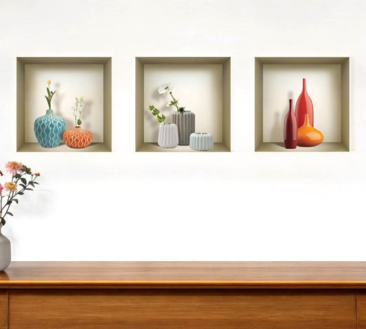Set of Three Lin Faux Niche 3D Peel and Stick Wall Decals - Loft&Timber