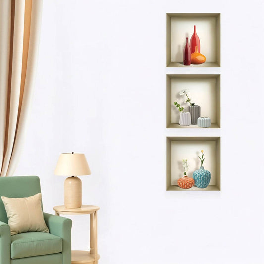 Set of Three Lin Faux Niche 3D Peel and Stick Wall Decals - Loft&Timber