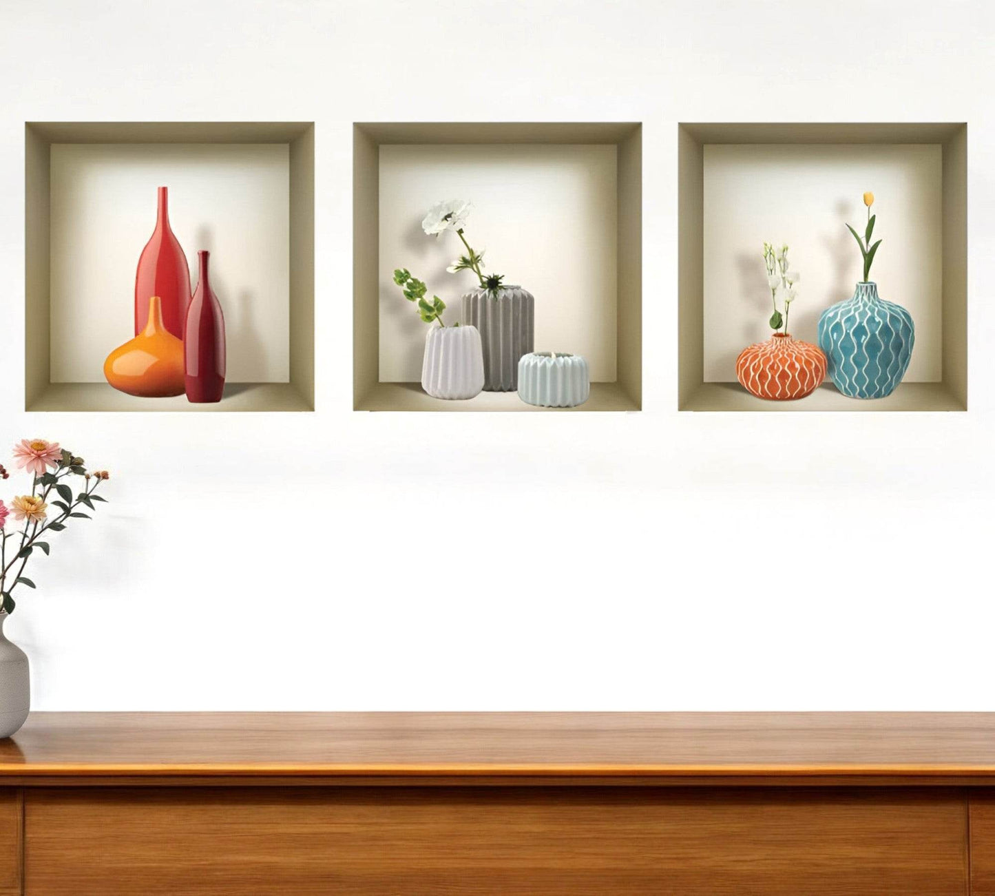 Set of Three Len Faux Niche 3D Peel and Stick Wall Decals - Loft&Timber