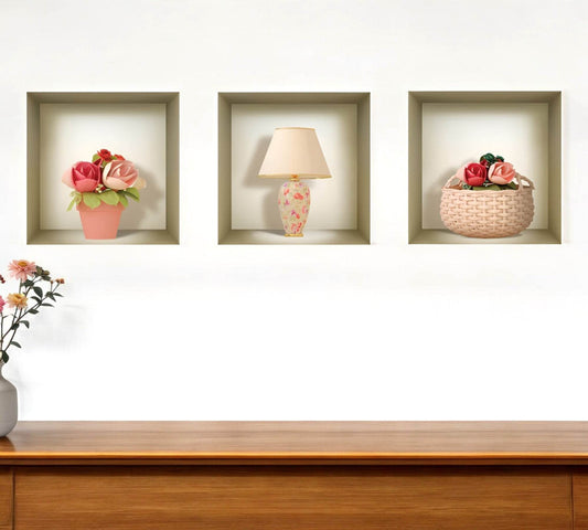 Set of Three Lil Faux Niche 3D Peel and Stick Wall Decals - Loft&Timber