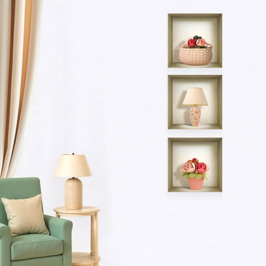 Set of Three Lil Faux Niche 3D Peel and Stick Wall Decals - Loft&Timber