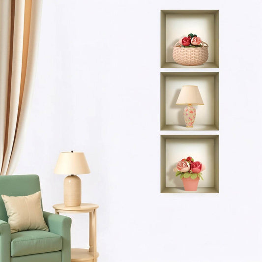 Set of Three Leo Faux Niche 3D Peel and Stick Wall Decals - Loft&Timber