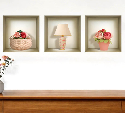 Set of Three Leo Faux Niche 3D Peel and Stick Wall Decals - Loft&Timber