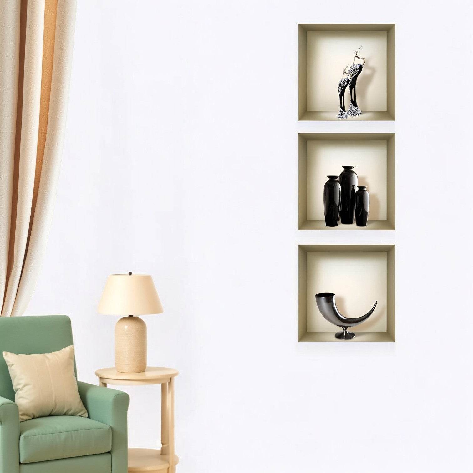 Set of Three Eli Faux Niche 3D Peel and Stick Wall Decals - Loft&Timber