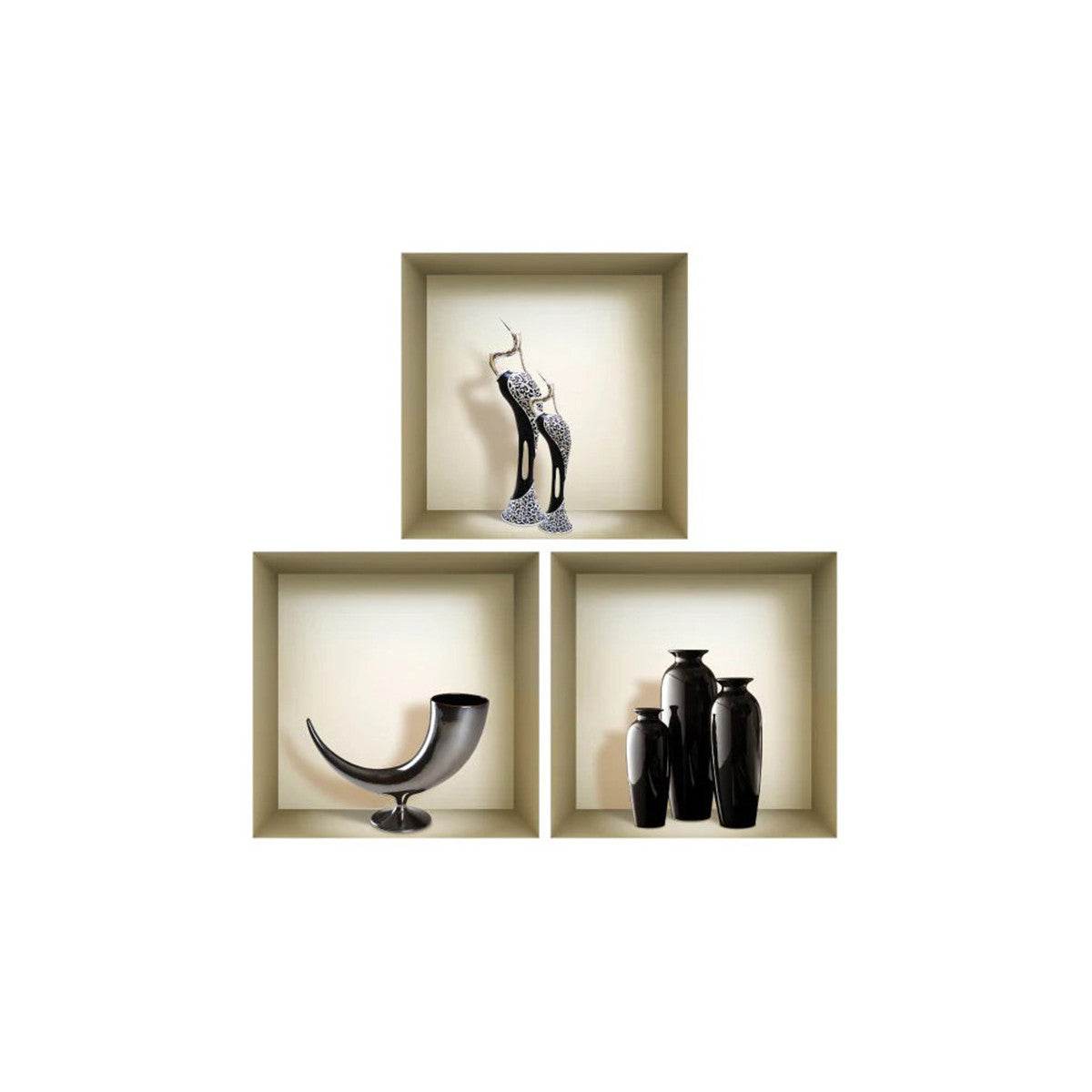 Set of Three Max Faux Niche 3D Peel and Stick Wall Decals - Loft&Timber