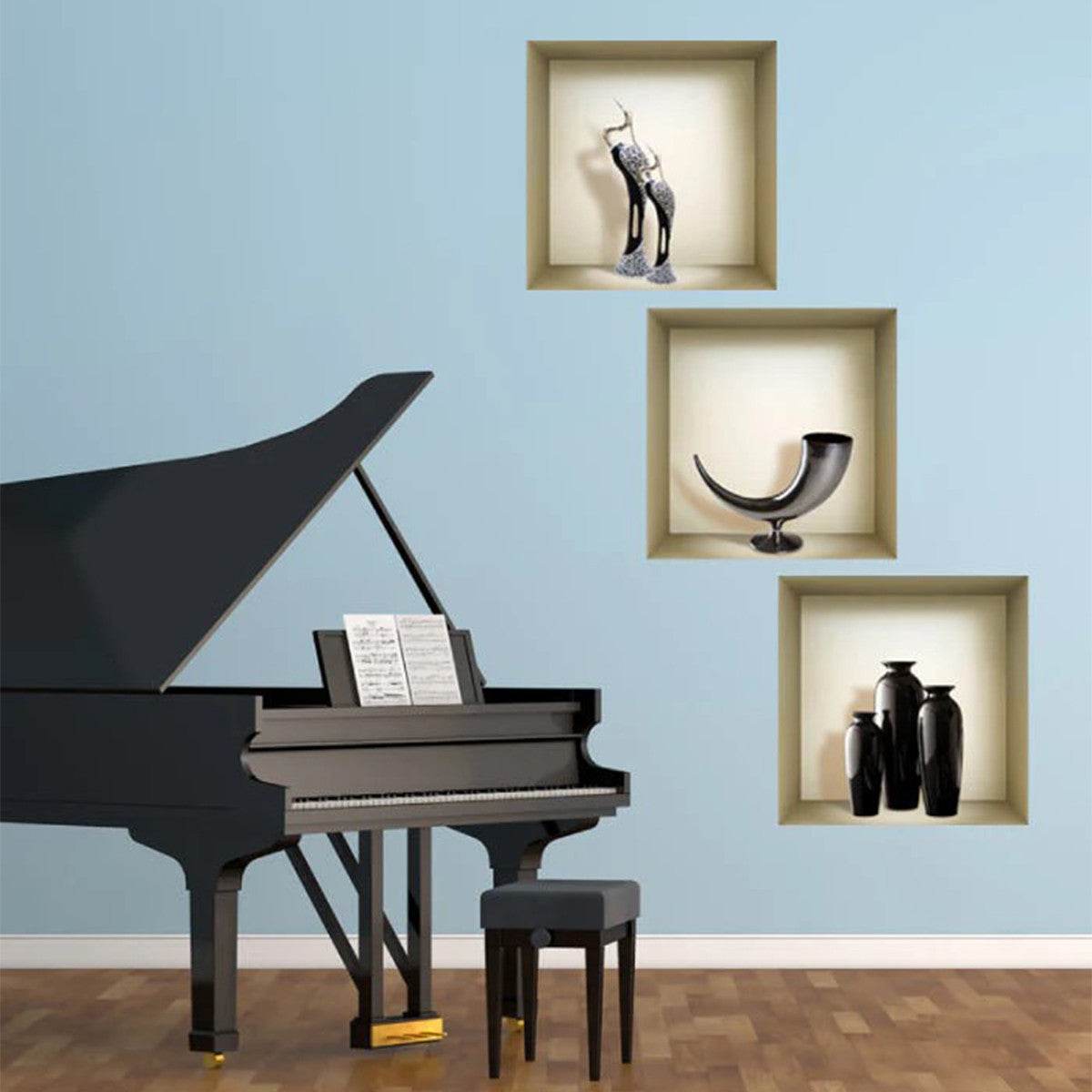 Set of Three Max Faux Niche 3D Peel and Stick Wall Decals - Loft&Timber