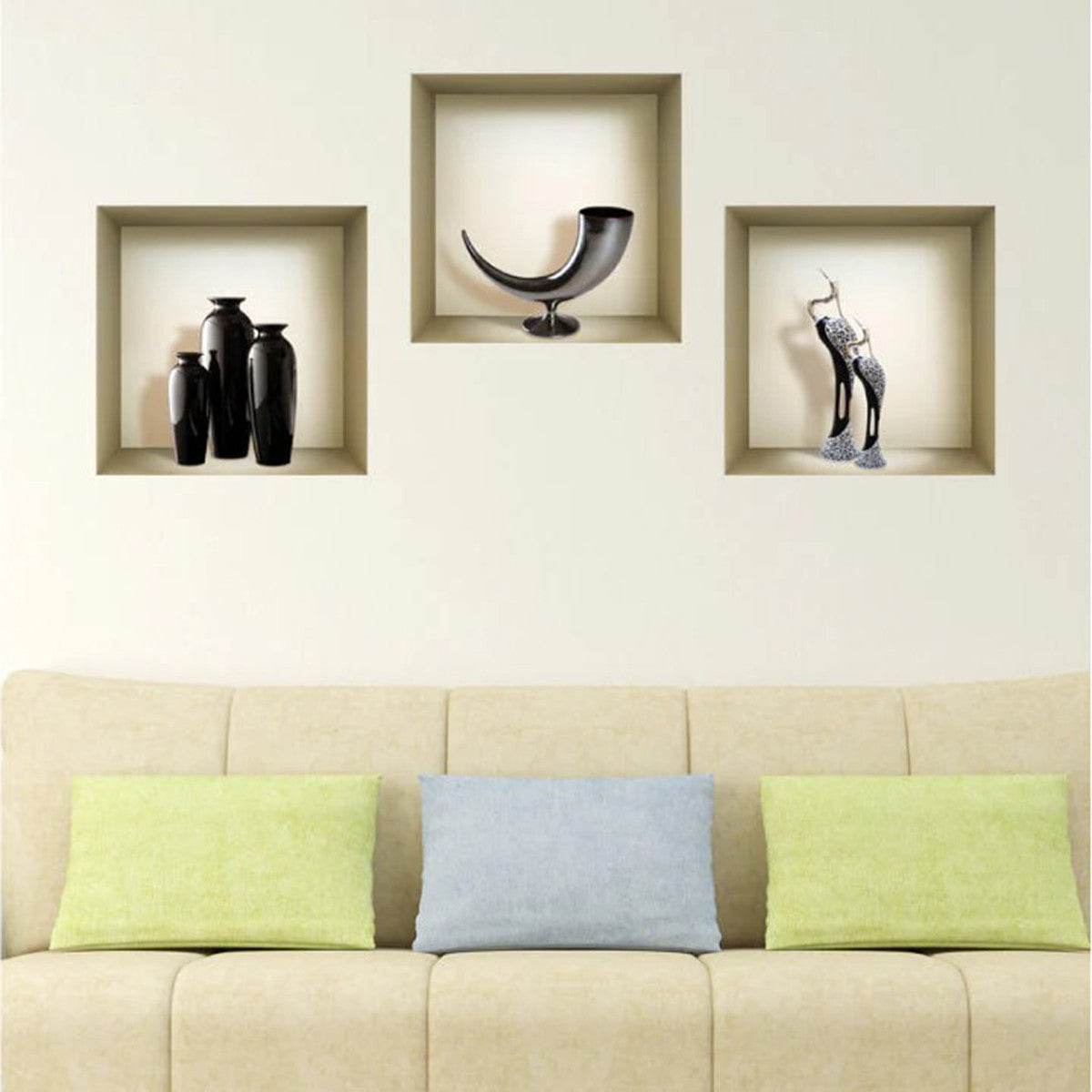 Set of Three Max Faux Niche 3D Peel and Stick Wall Decals - Loft&Timber