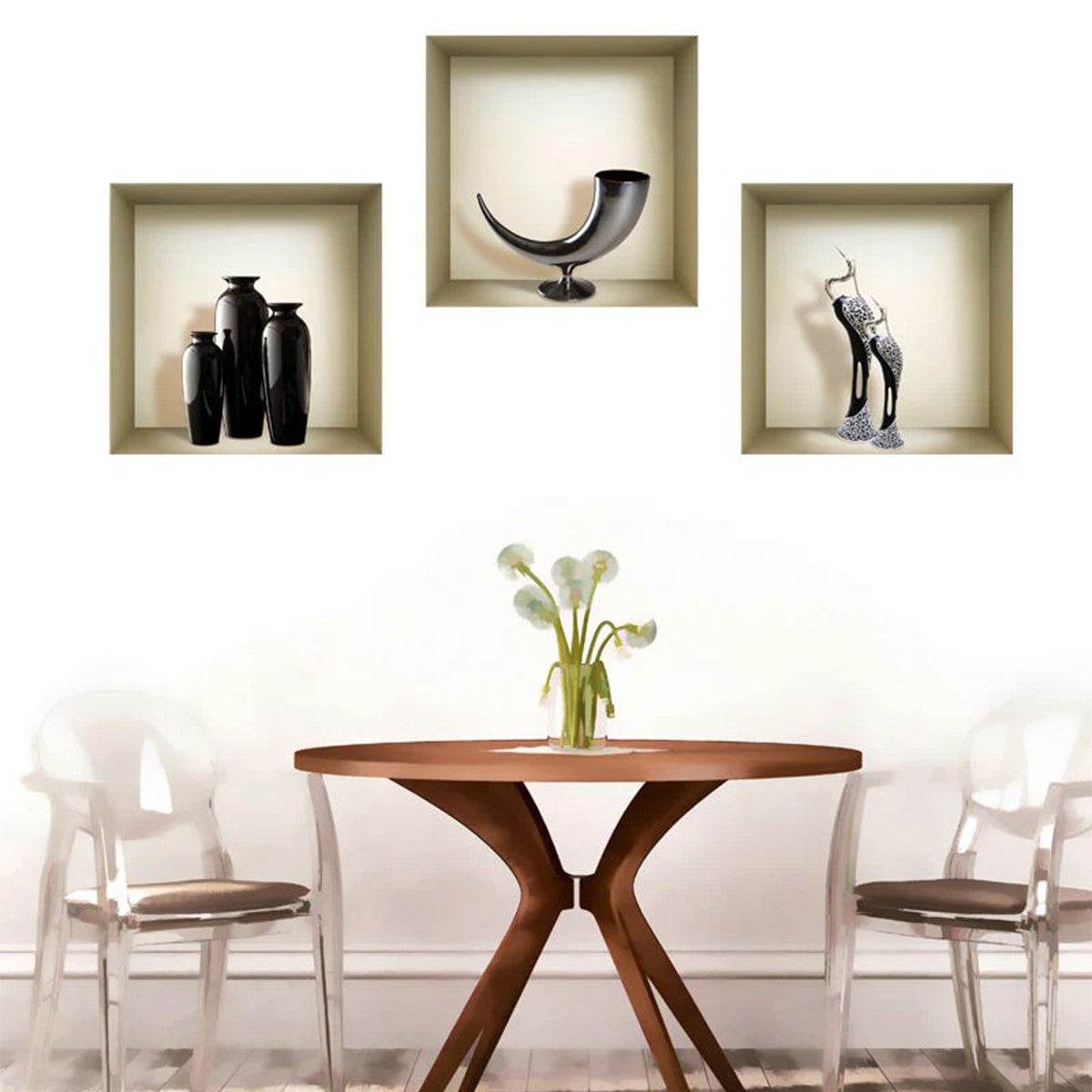Set of Three Max Faux Niche 3D Peel and Stick Wall Decals - Loft&Timber