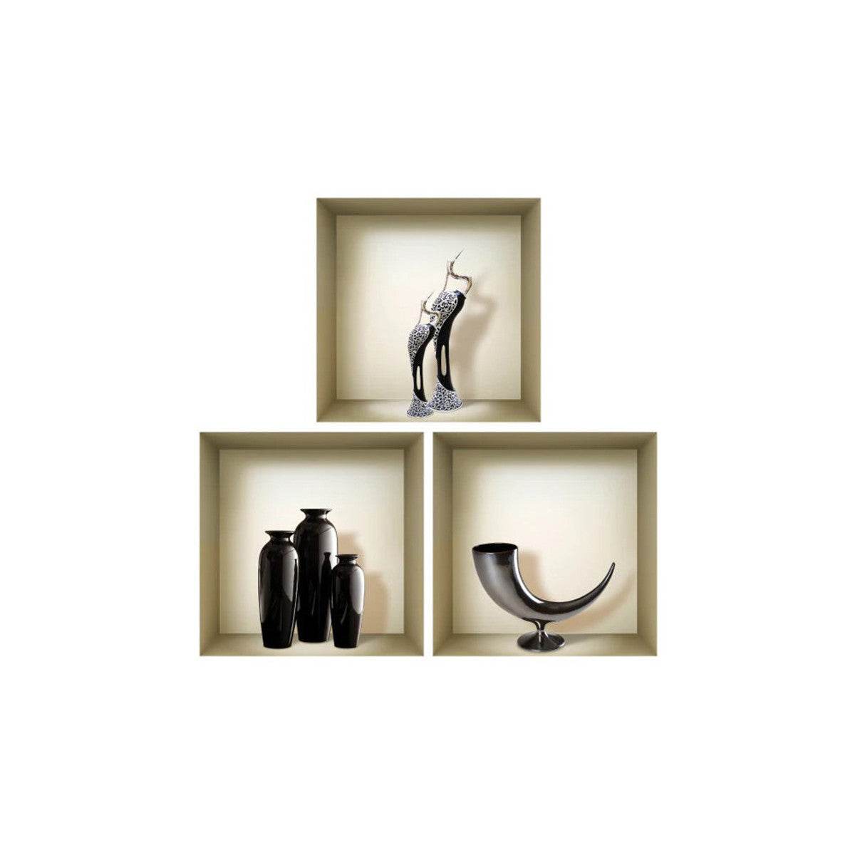 Set of Three Max Faux Niche 3D Peel and Stick Wall Decals - Loft&Timber