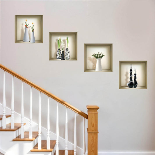 Set of Four Ivy Faux Niche 3D Peel and Stick Wall Decals - Loft&Timber