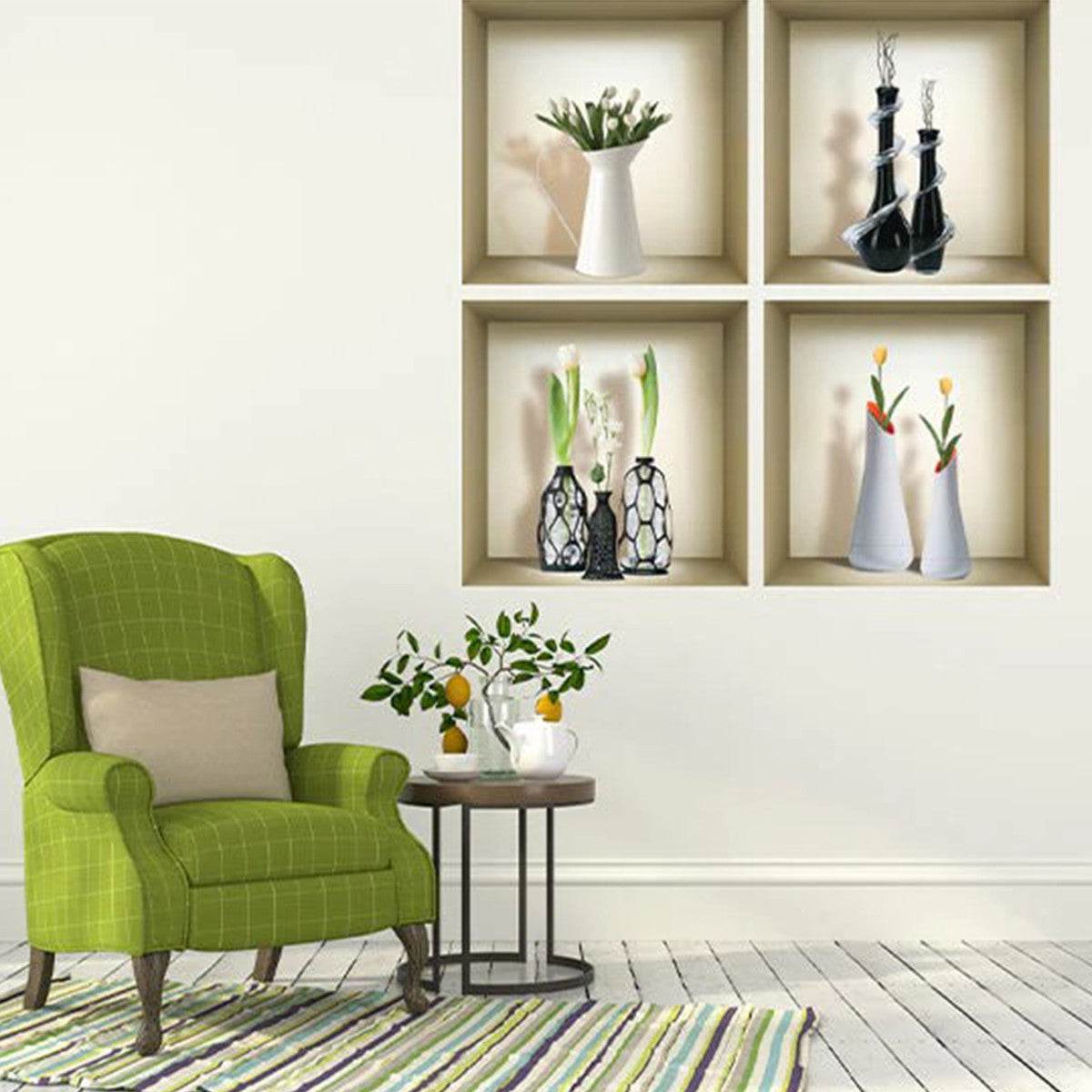 Set of Four Ivy Faux Niche 3D Peel and Stick Wall Decals - Loft&Timber