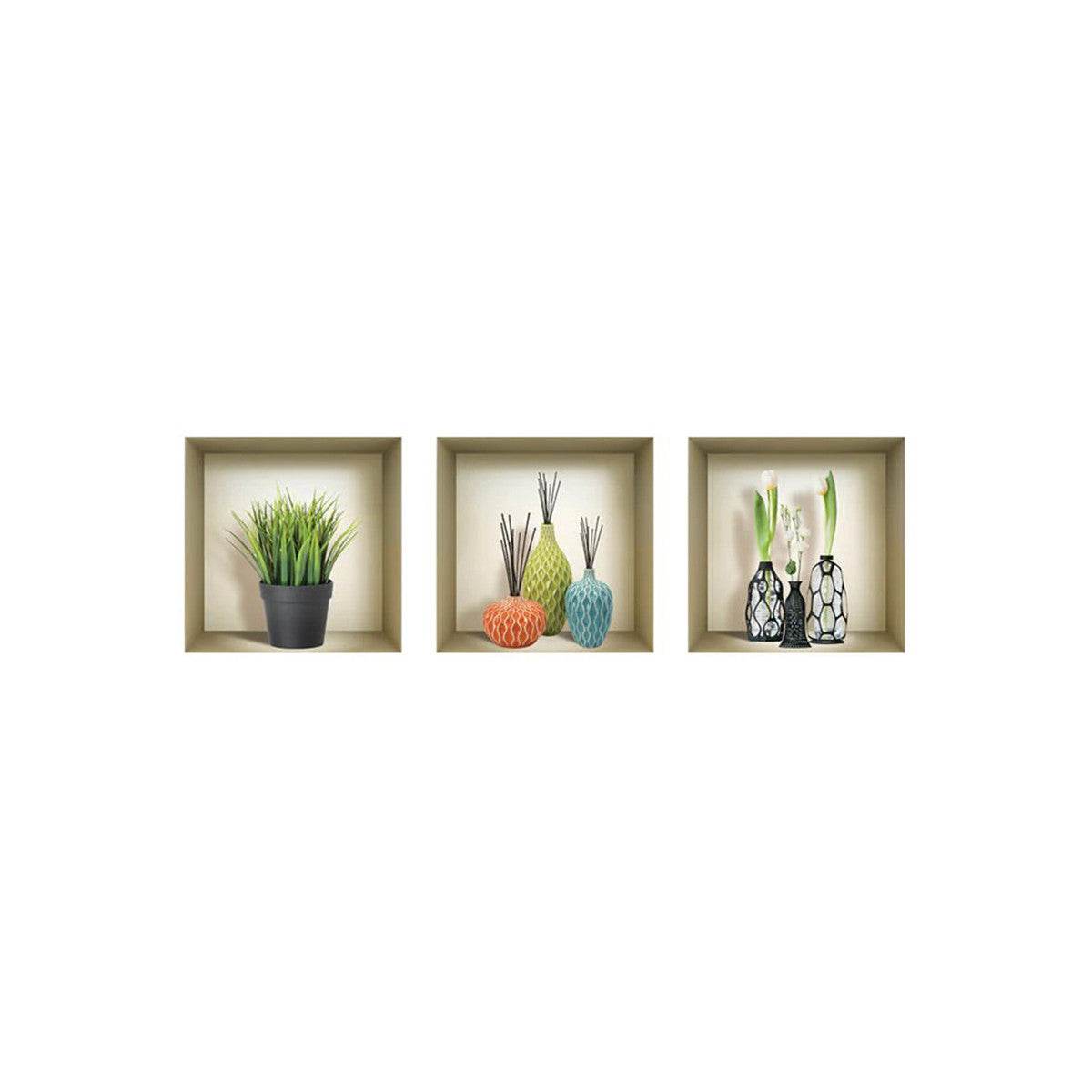 Set of Three Nia Faux Niche 3D Peel and Stick Wall Decals - Loft&Timber