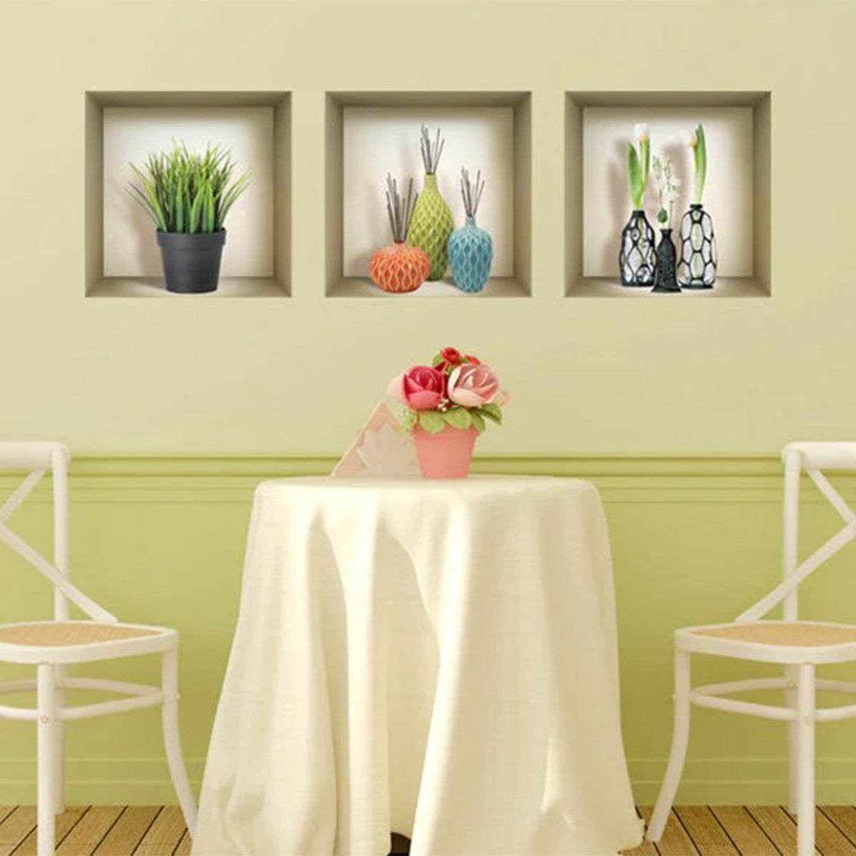 Set of Three Nia Faux Niche 3D Peel and Stick Wall Decals - Loft&Timber
