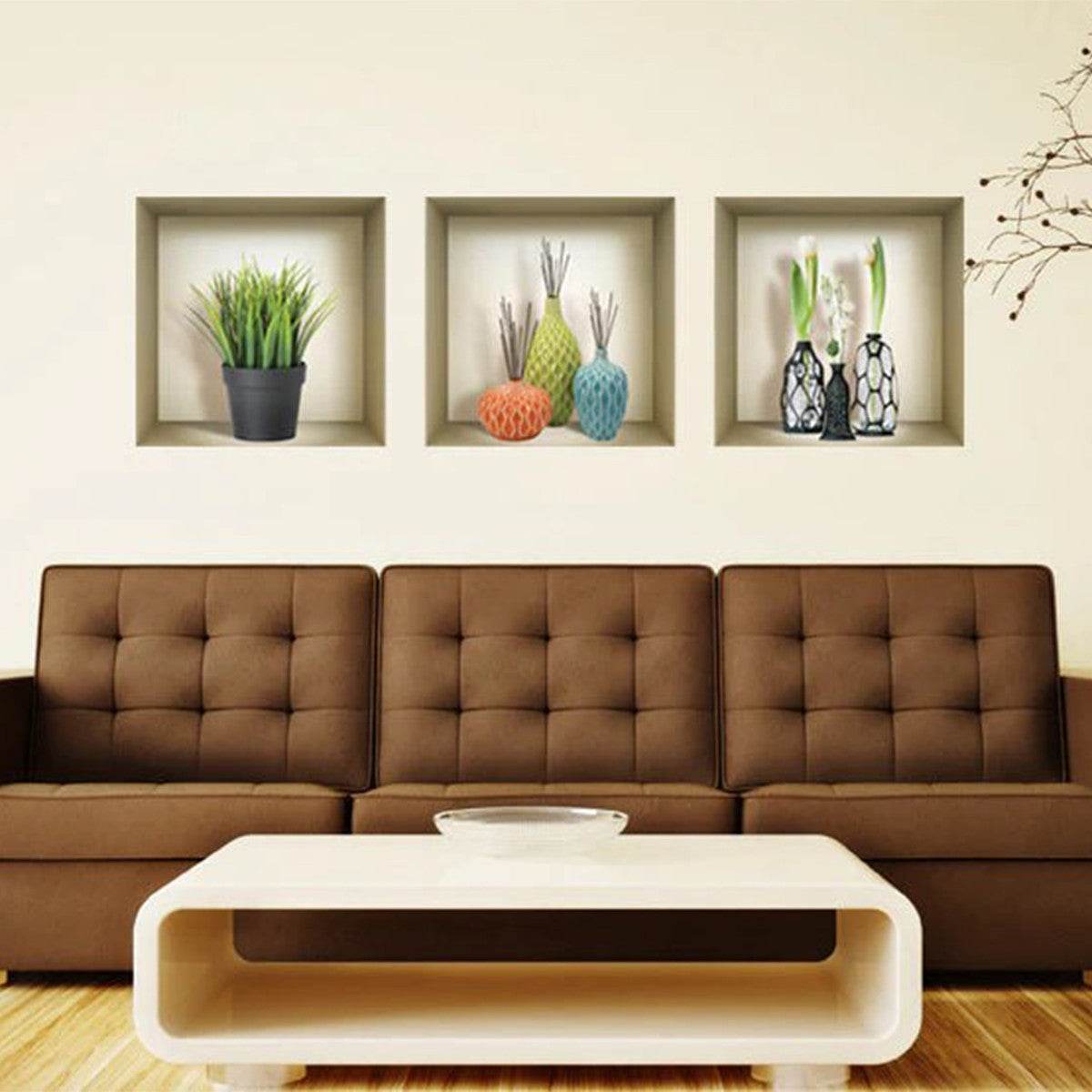 Set of Three Nia Faux Niche 3D Peel and Stick Wall Decals - Loft&Timber