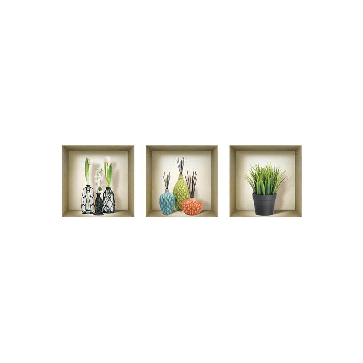 Set of Three Nia Faux Niche 3D Peel and Stick Wall Decals - Loft&Timber