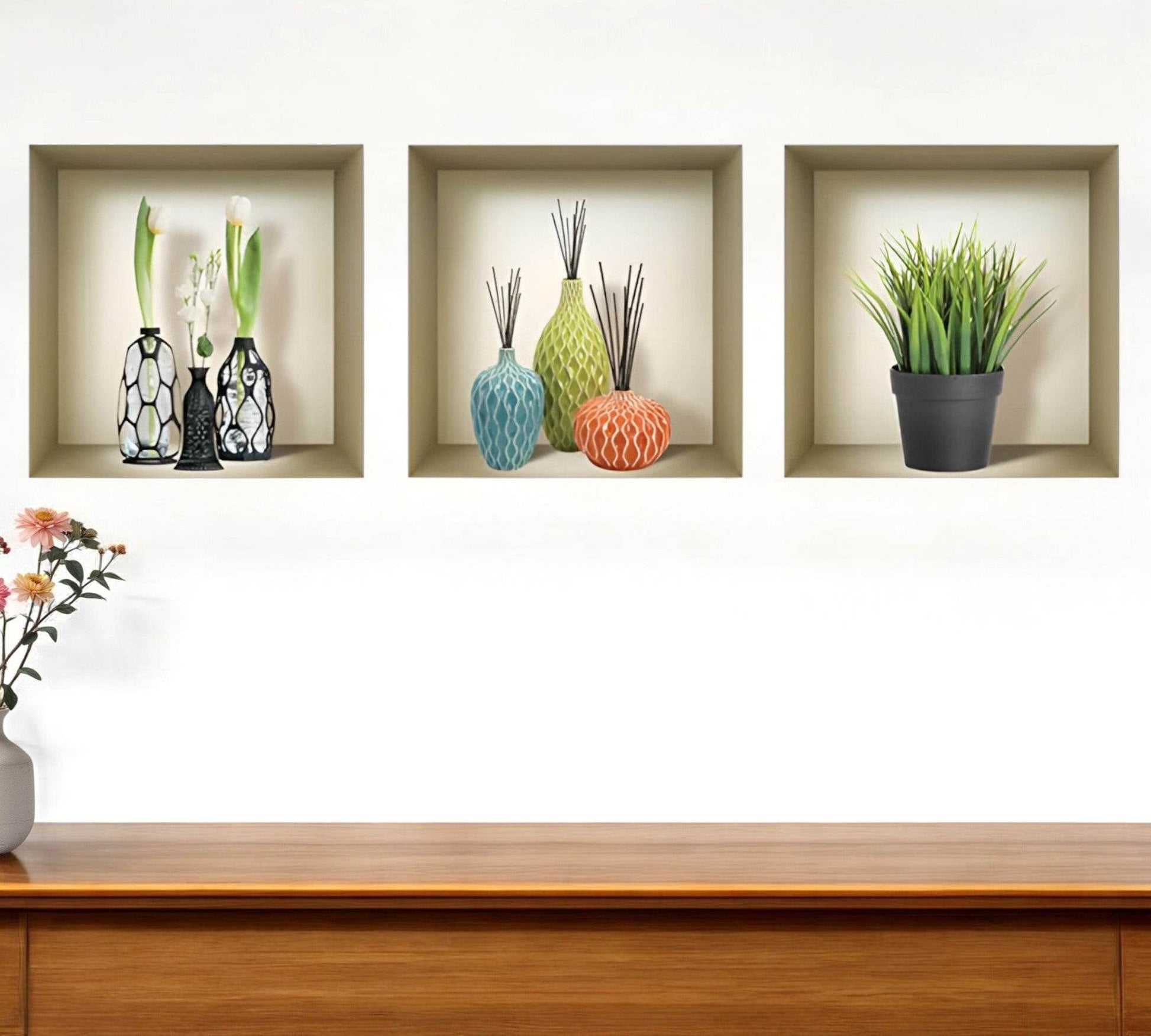 Set of Three Joy Faux Niche 3D Peel and Stick Wall Decals - Loft&Timber