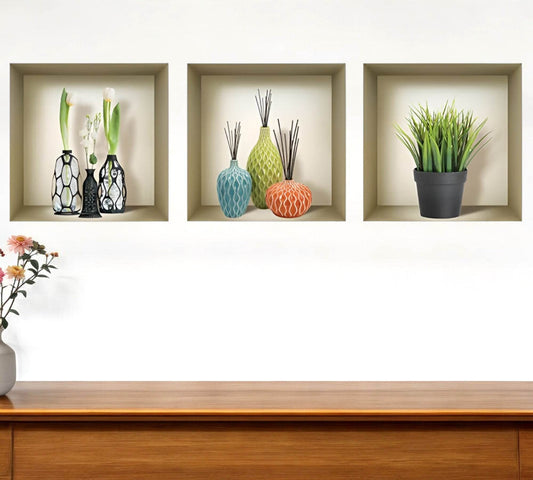 Set of Three Mya Faux Niche 3D Peel and Stick Wall Decals - Loft&Timber