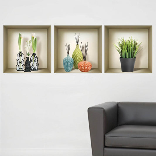 Set of Three Mya Faux Niche 3D Peel and Stick Wall Decals - Loft&Timber