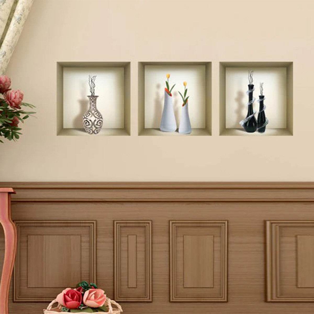 Set of Three Noa Faux Niche 3D Peel and Stick Wall Decals - Loft&Timber