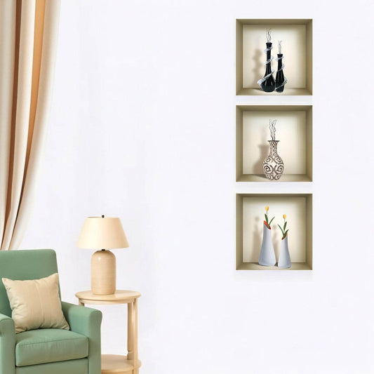Set of Three Noa Faux Niche 3D Peel and Stick Wall Decals - Loft&Timber