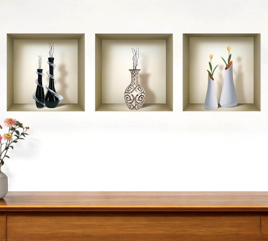 Set of Three Ray Faux Niche 3D Peel and Stick Wall Decals - Loft&Timber